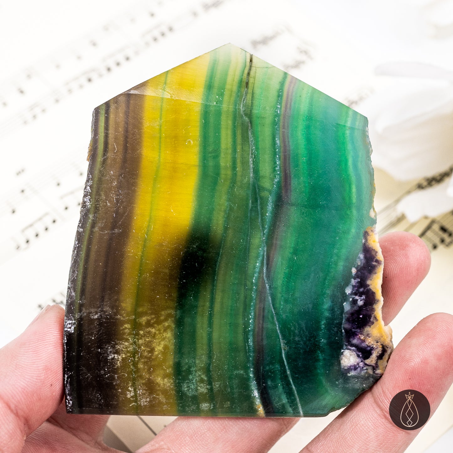 Lemon Fluorite Slab Tower