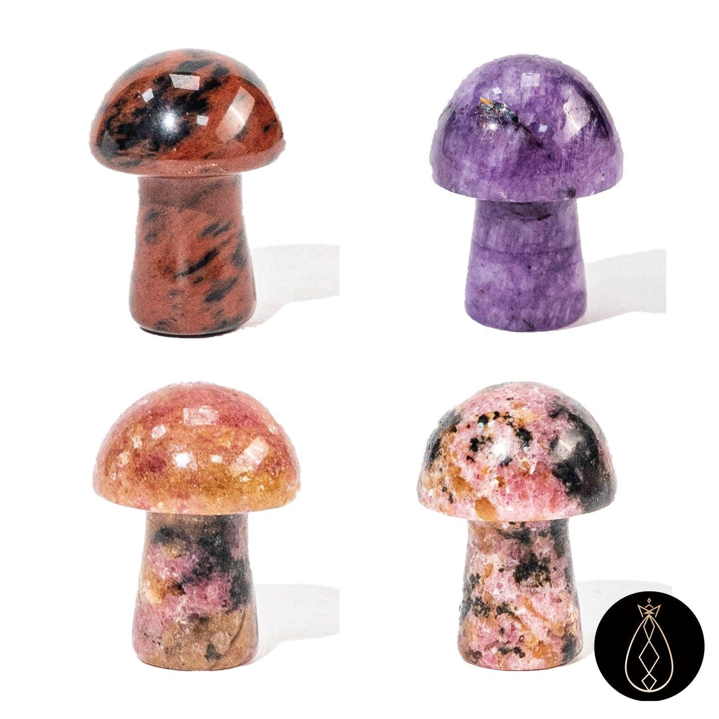 Mixed Crystal Mini Mushroom Carvings
