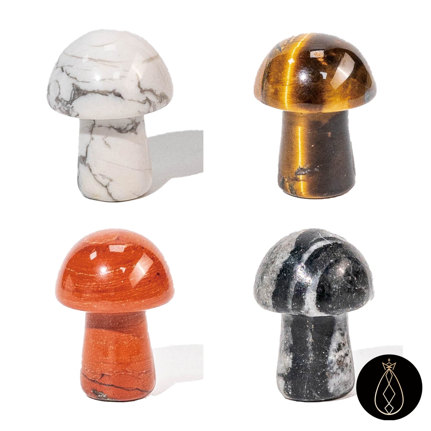 Mixed Crystal Mini Mushroom Carvings